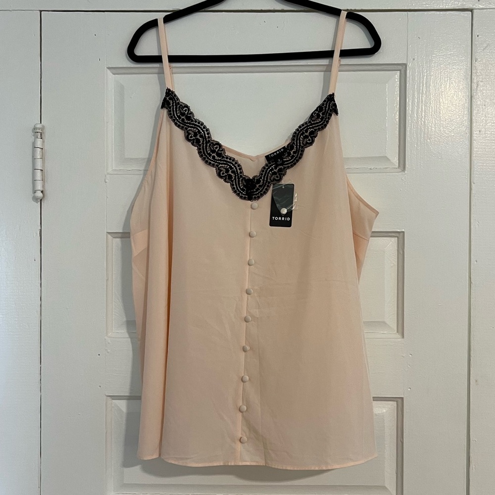 Torrid NWT Pink/black lace camisole